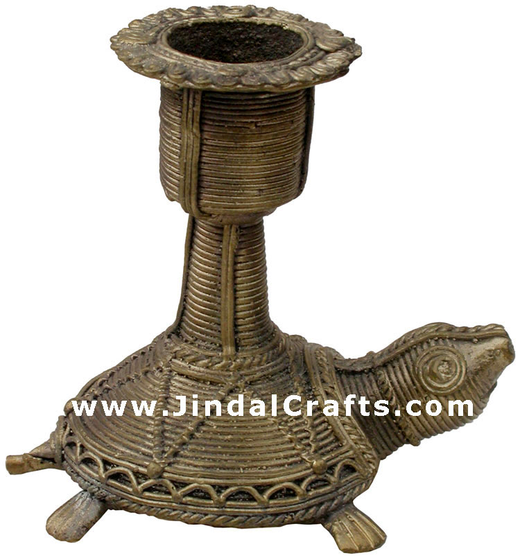 Dhokra Turtle Candle Stand - Indian Tribal Art