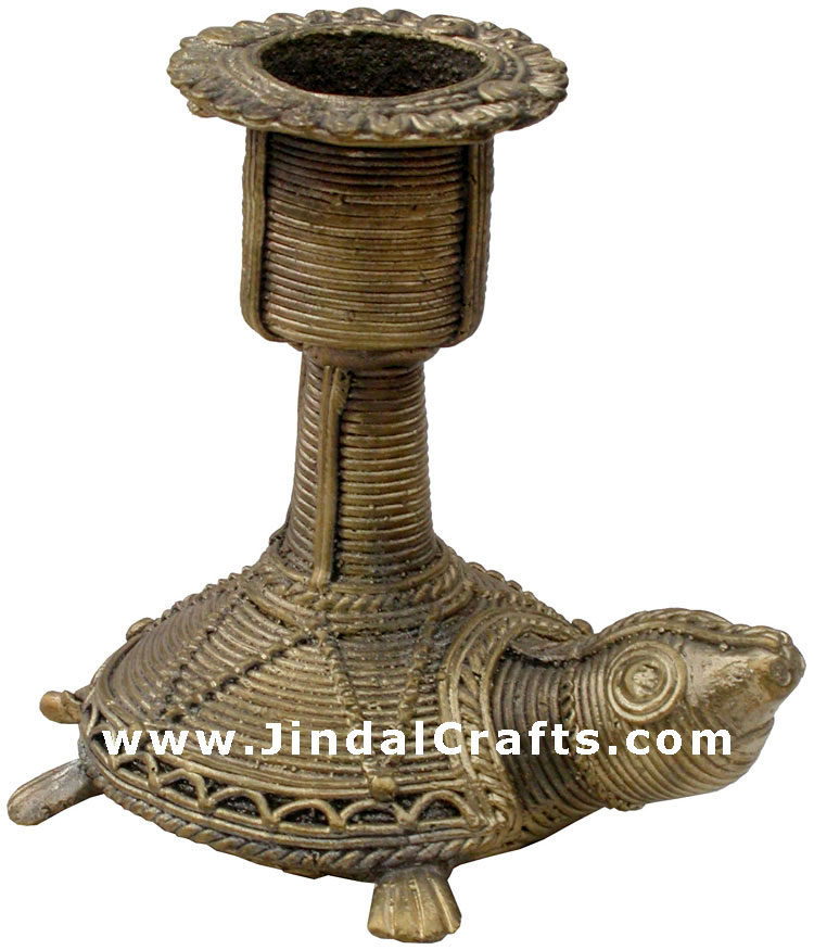 Dhokra Turtle Candle Stand - Indian Tribal Art