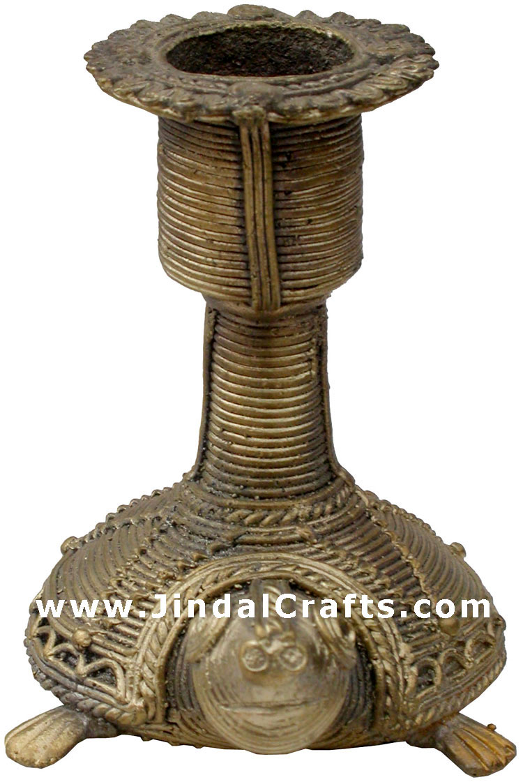 Dhokra Turtle Candle Stand - Indian Tribal Art