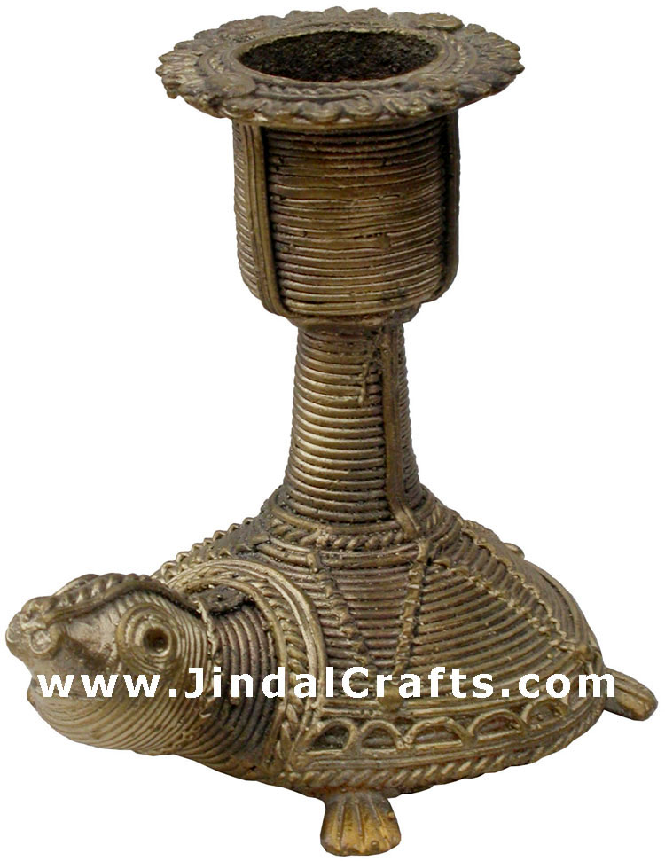 Dhokra Turtle Candle Stand - Indian Tribal Art