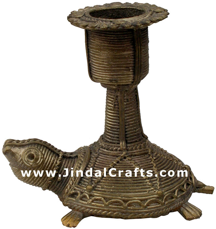 Dhokra Turtle Candle Stand - Indian Tribal Art