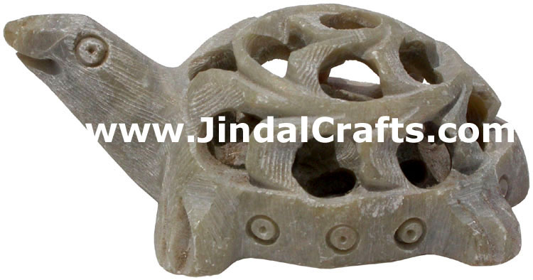 Turtle - Hand Carved Soft Stone Animals Figures India A