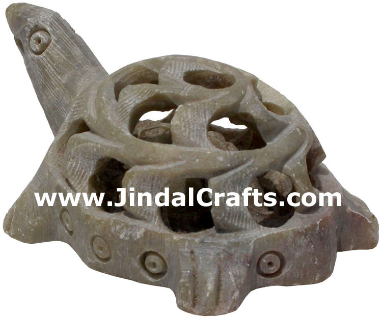 Turtle - Hand Carved Soft Stone Animals Figures India A