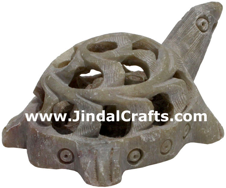 Turtle - Hand Carved Soft Stone Animals Figures India A