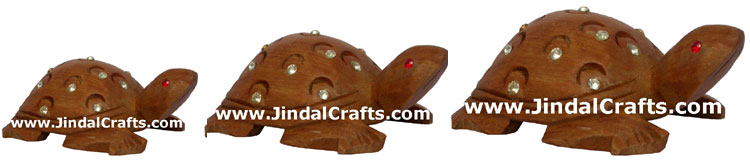 Handmade Star Turtles India Wood Carving Art