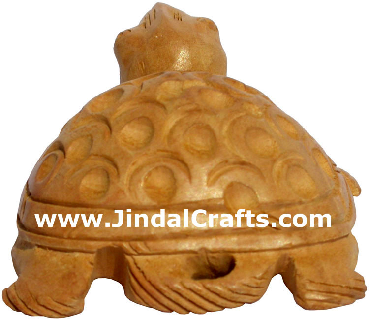 Kadam Wood Hand Carved Turtle India Artifacts Arts