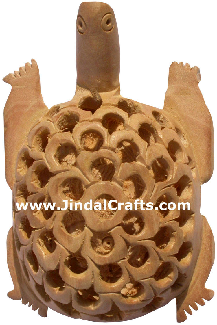 Kadam Wood Hand Carved Turtle India Artifacts Arts