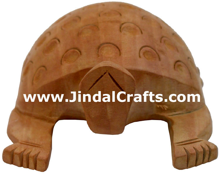Turtle - Hand Carved Wooden Animals Figures India Art