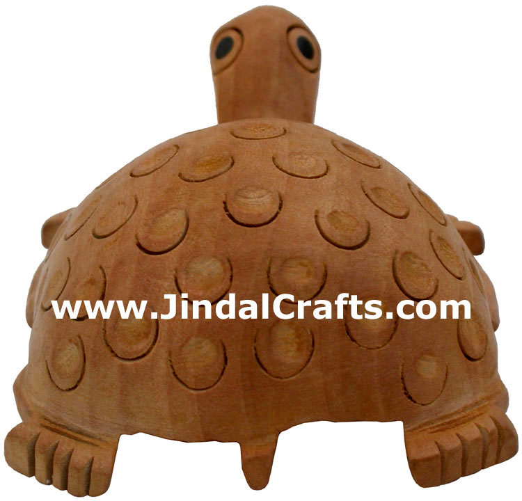 Turtle - Hand Carved Wooden Animals Figures India Art