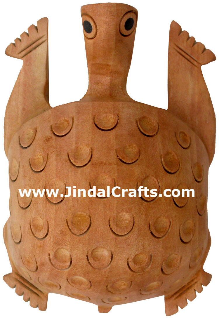 Turtle - Hand Carved Wooden Animals Figures India Art