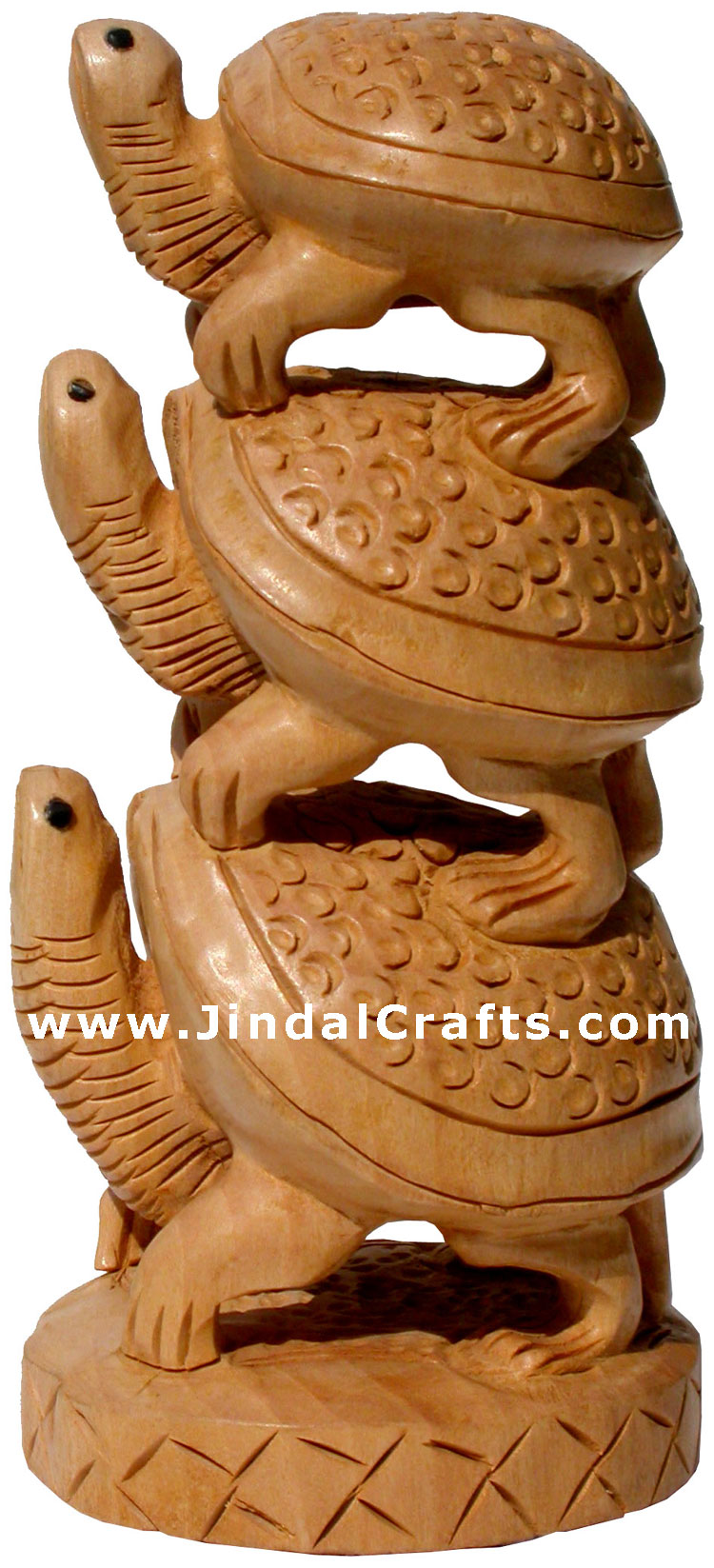 Wooden Turtle Tower - Handcarved Animal Figures Indian