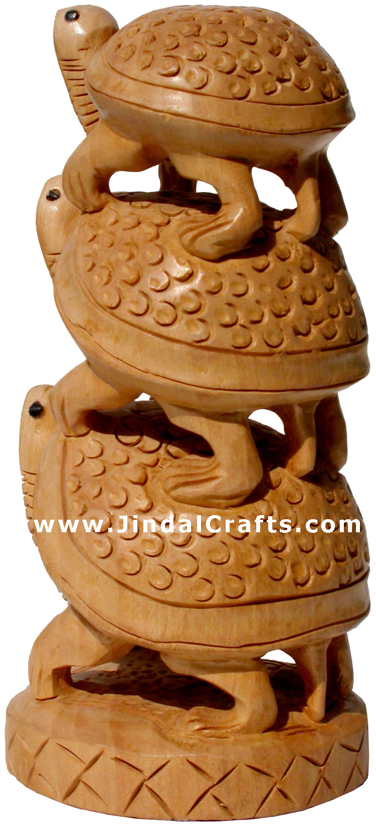 Wooden Turtle Tower - Handcarved Animal Figures Indian