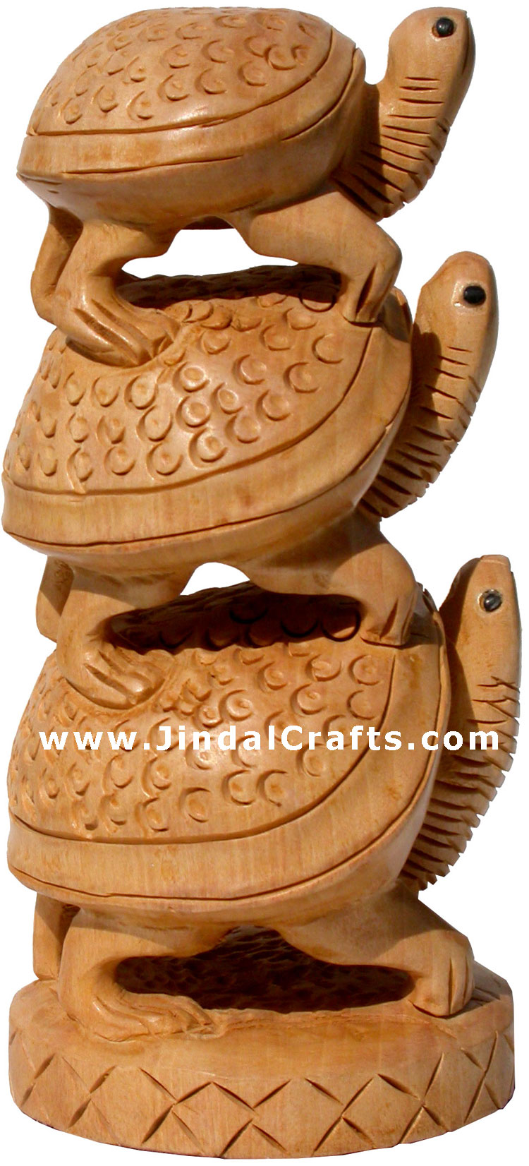 Wooden Turtle Tower - Handcarved Animal Figures Indian