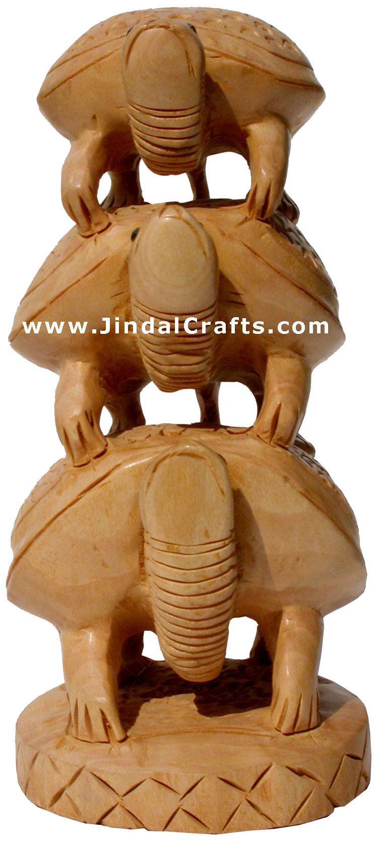 Wooden Turtle Tower - Handcarved Animal Figures Indian