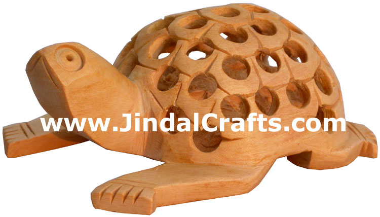 Hand Carved Wooden Turtle India Carving Art Handicrafts