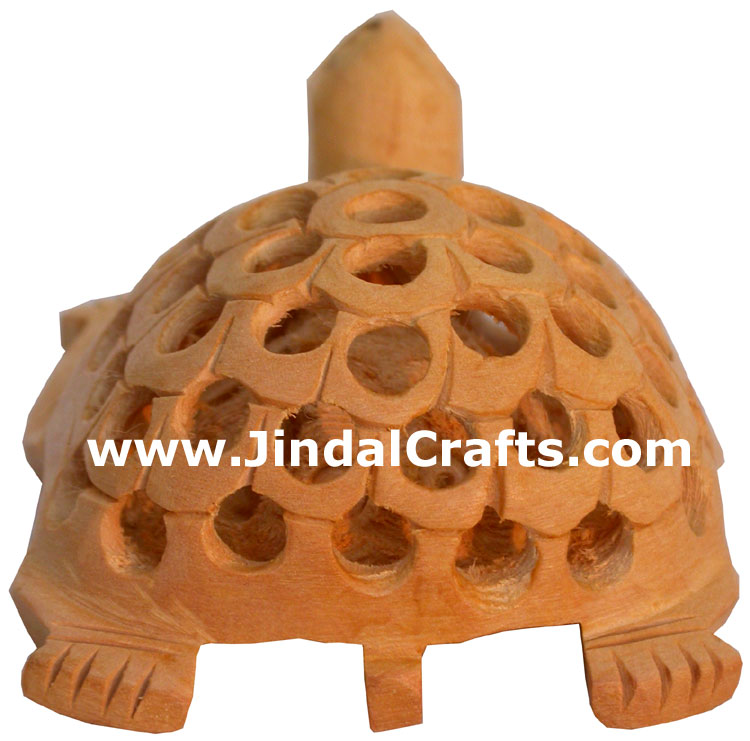 Hand Carved Wooden Turtle India Carving Art Handicrafts