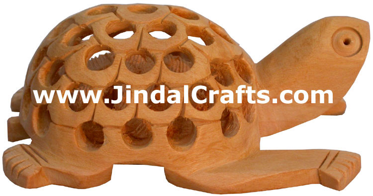 Hand Carved Wooden Turtle India Carving Art Handicrafts