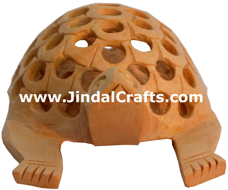 Hand Carved Wooden Turtle India Carving Art Handicrafts