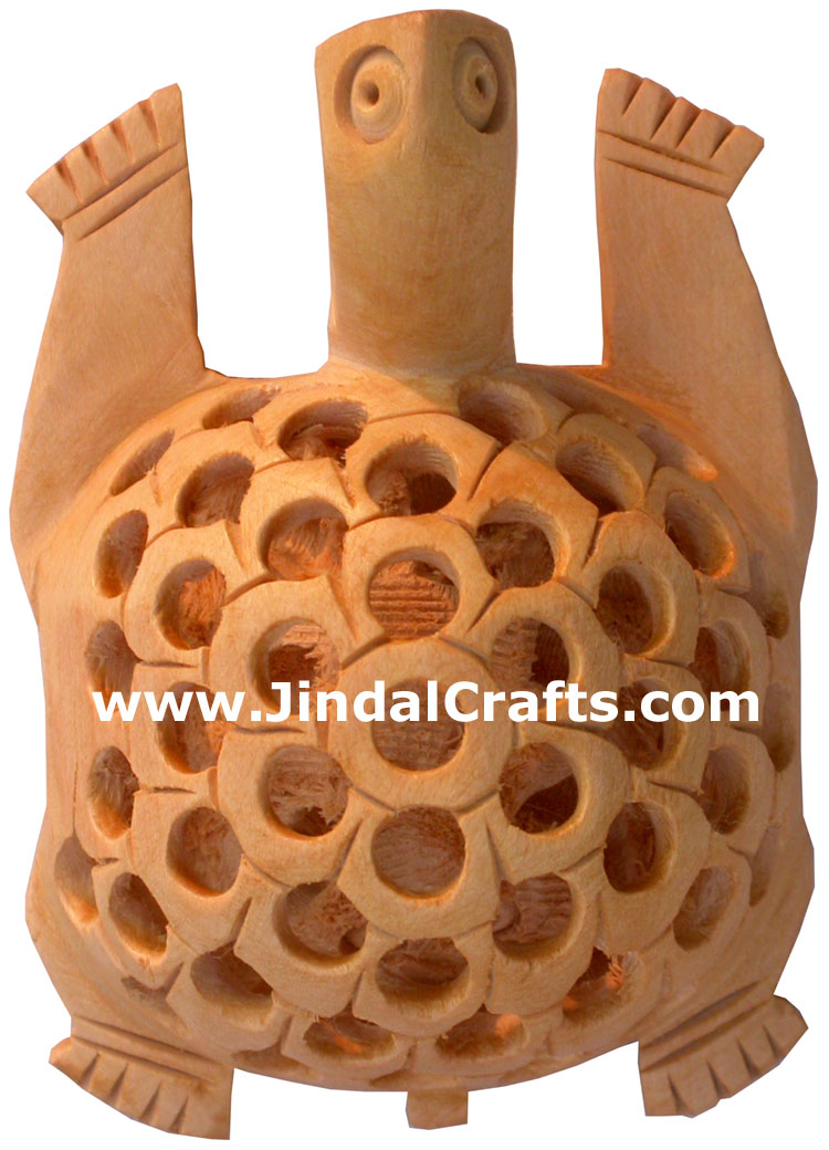 Hand Carved Wooden Turtle India Carving Art Handicrafts
