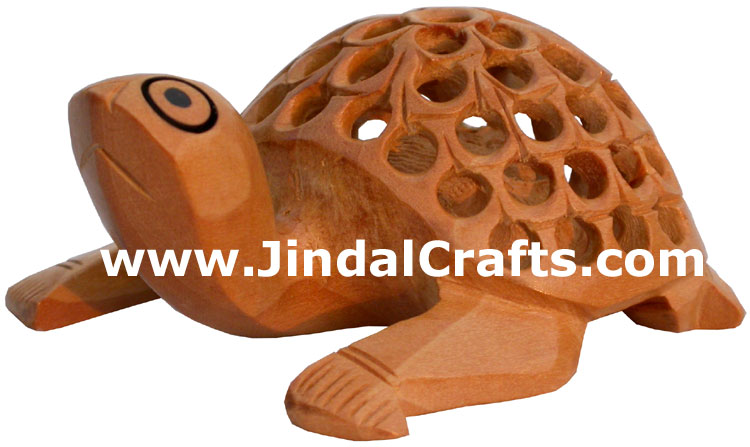 Hand Carved Wooden Turtle India Carving Art Handicrafts