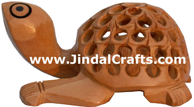 Hand Carved Wooden Turtle India Carving Art Handicrafts