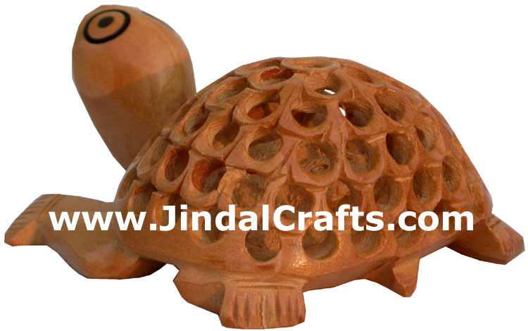 Hand Carved Wooden Turtle India Carving Art Handicrafts