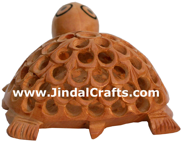 Hand Carved Wooden Turtle India Carving Art Handicrafts