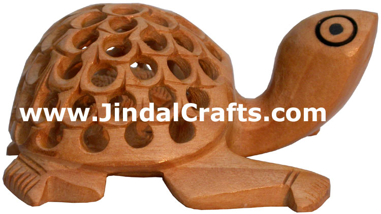 Hand Carved Wooden Turtle India Carving Art Handicrafts