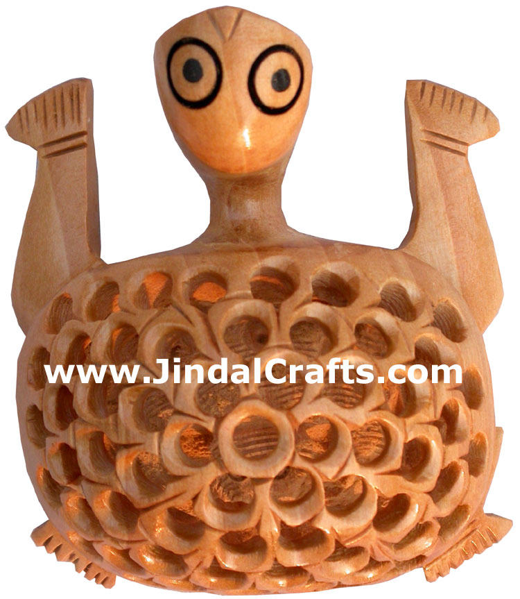 Hand Carved Wooden Turtle India Carving Art Handicrafts