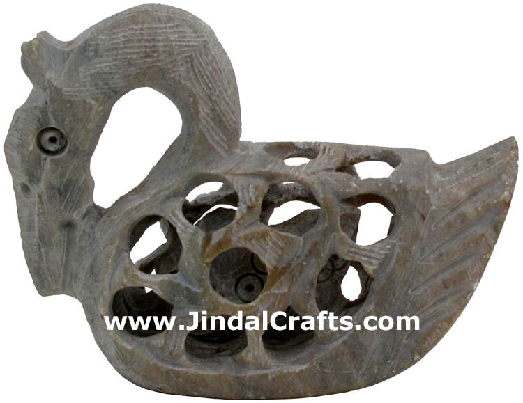 Duck - Hand Carved Soft Stone Birds Figures India Art