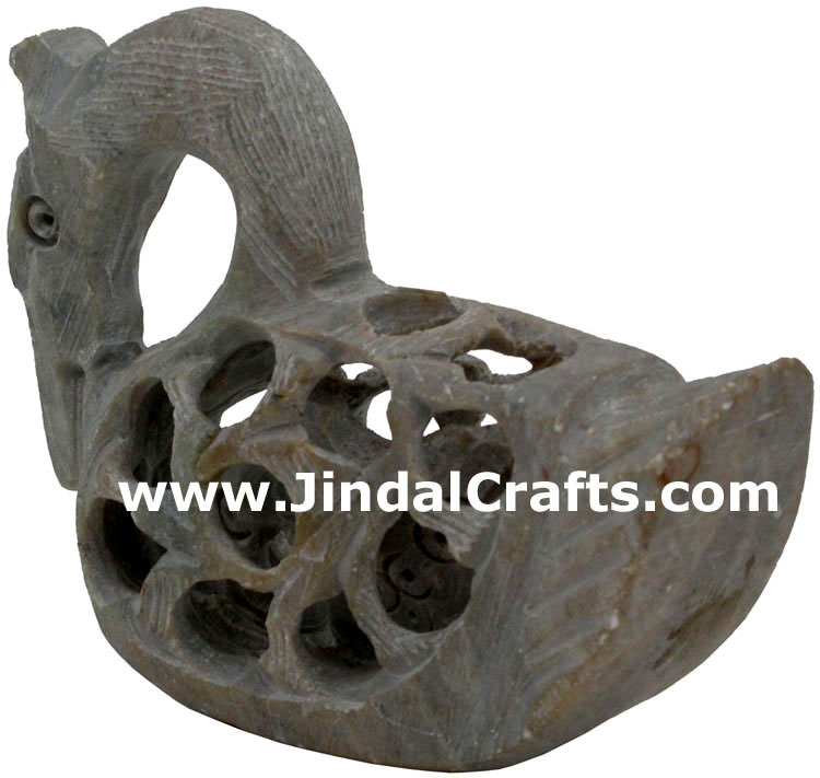 Duck - Hand Carved Soft Stone Birds Figures India Art