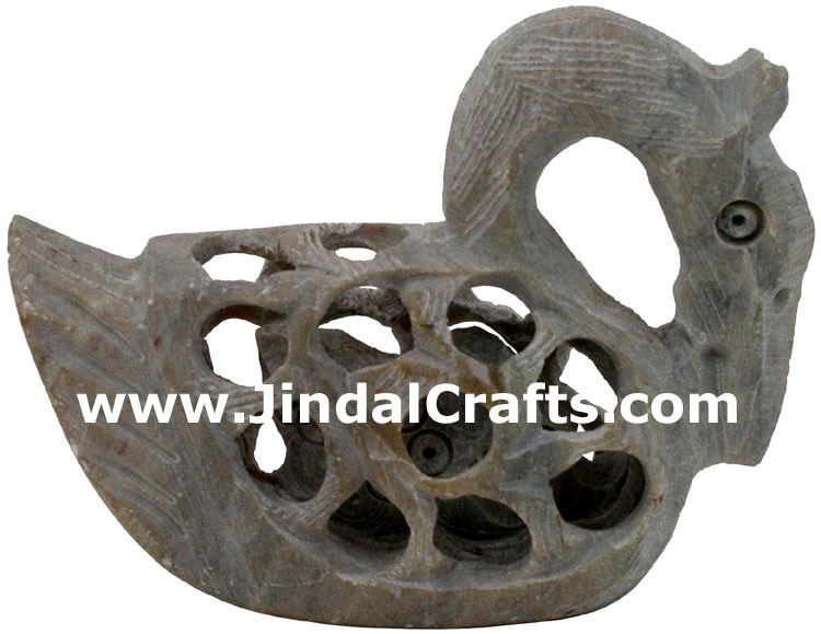 Duck - Hand Carved Soft Stone Birds Figures India Art
