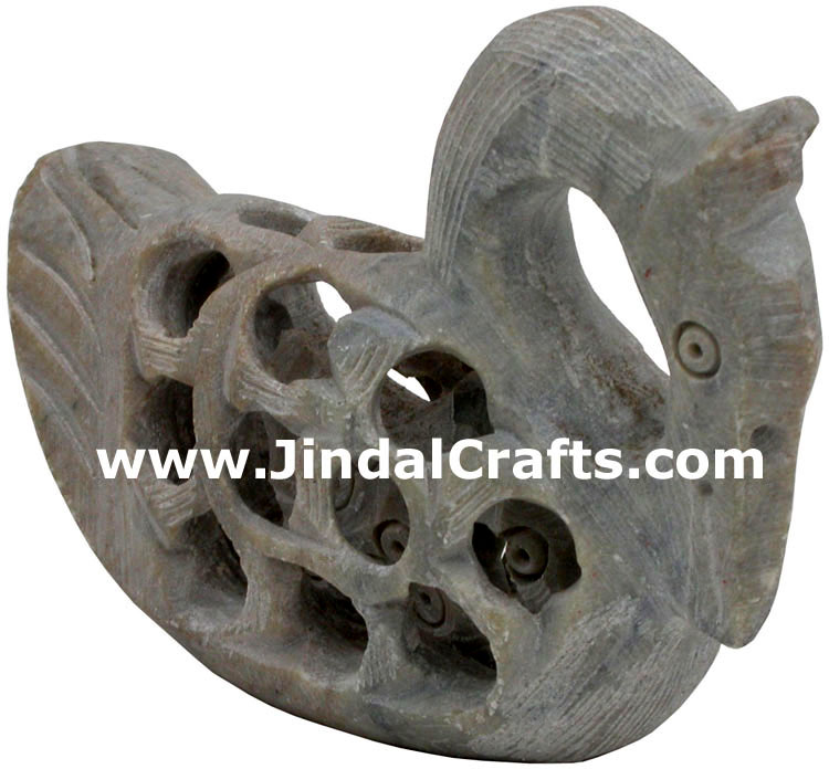 Duck - Hand Carved Soft Stone Birds Figures India Art
