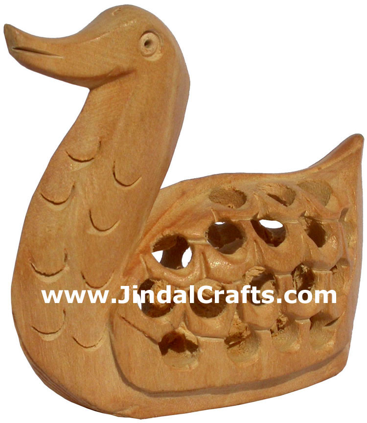 Kadam Wood Hand Carved Duck India Artifacts Arts