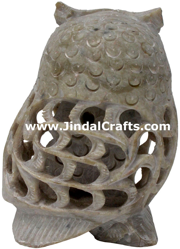 Baby Owl - Hand Carved Soft Stone Birds Figures Arts