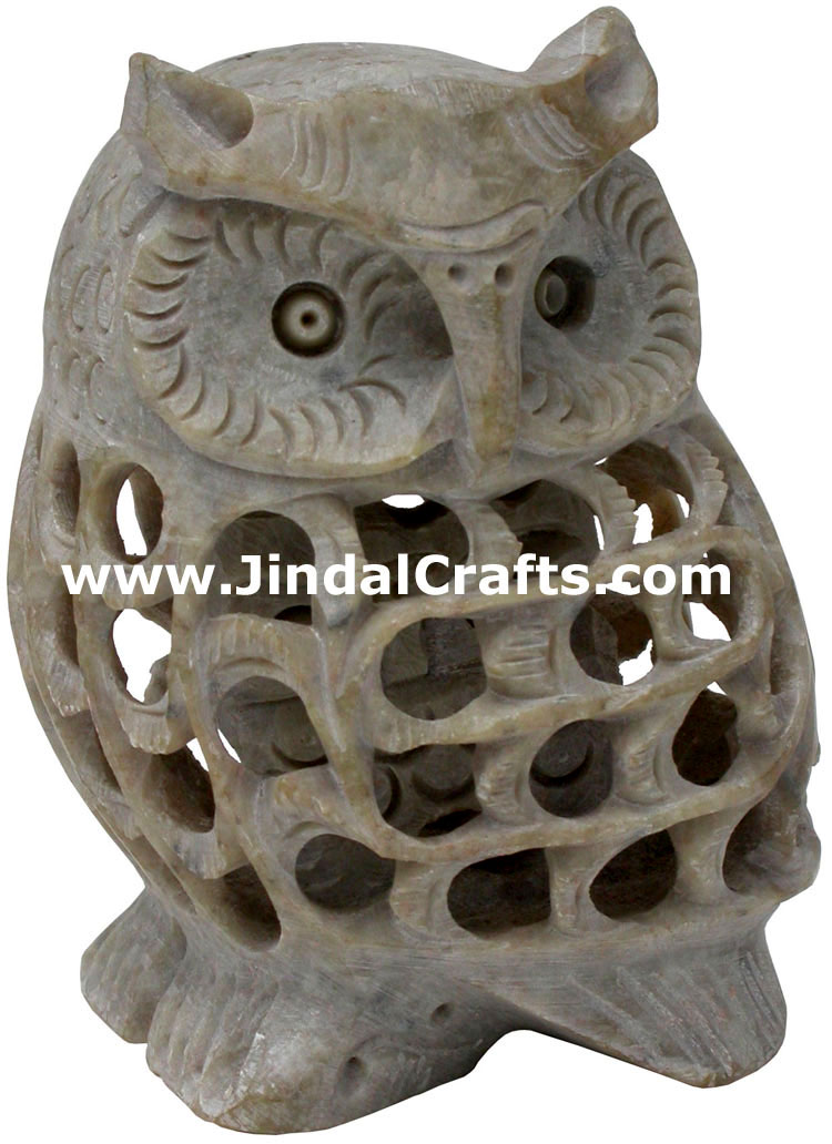 Baby Owl - Hand Carved Soft Stone Birds Figures Arts