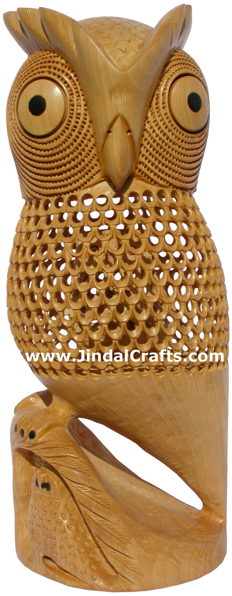 Masterpiece - Hand Carved Hollow Owl Figure Indian Carving Art Bird Figure India