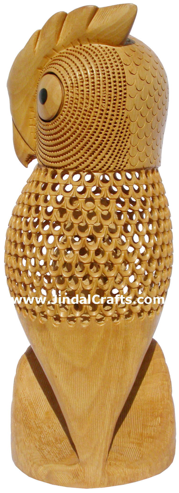 Masterpiece - Hand Carved Hollow Owl Figure Indian Carving Art Bird Figure India