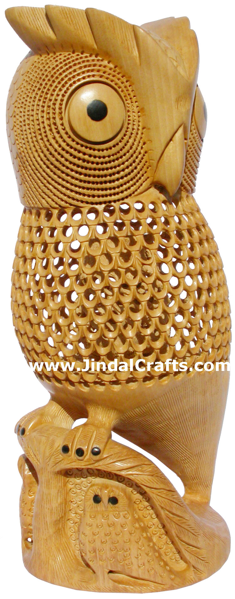 Masterpiece - Hand Carved Hollow Owl Figure Indian Carving Art Bird Figure India