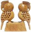 Handmade Wood Sculpture Owl Pair Figurine Indian Art Statues Figurine Home Decor