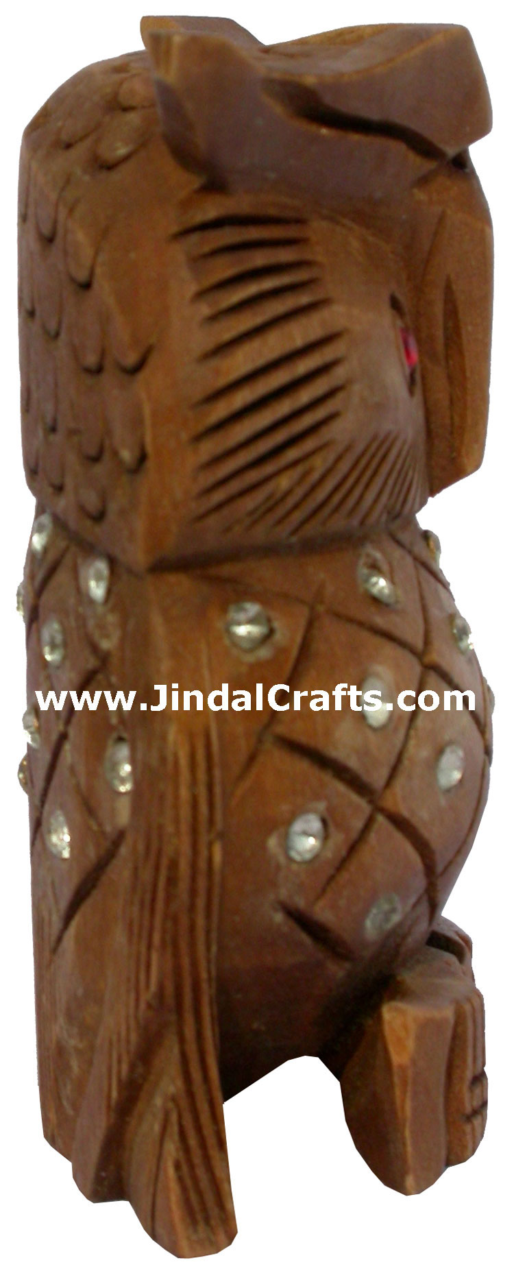 Set of 3 Handmade Star Owl Figures India Wood Carving