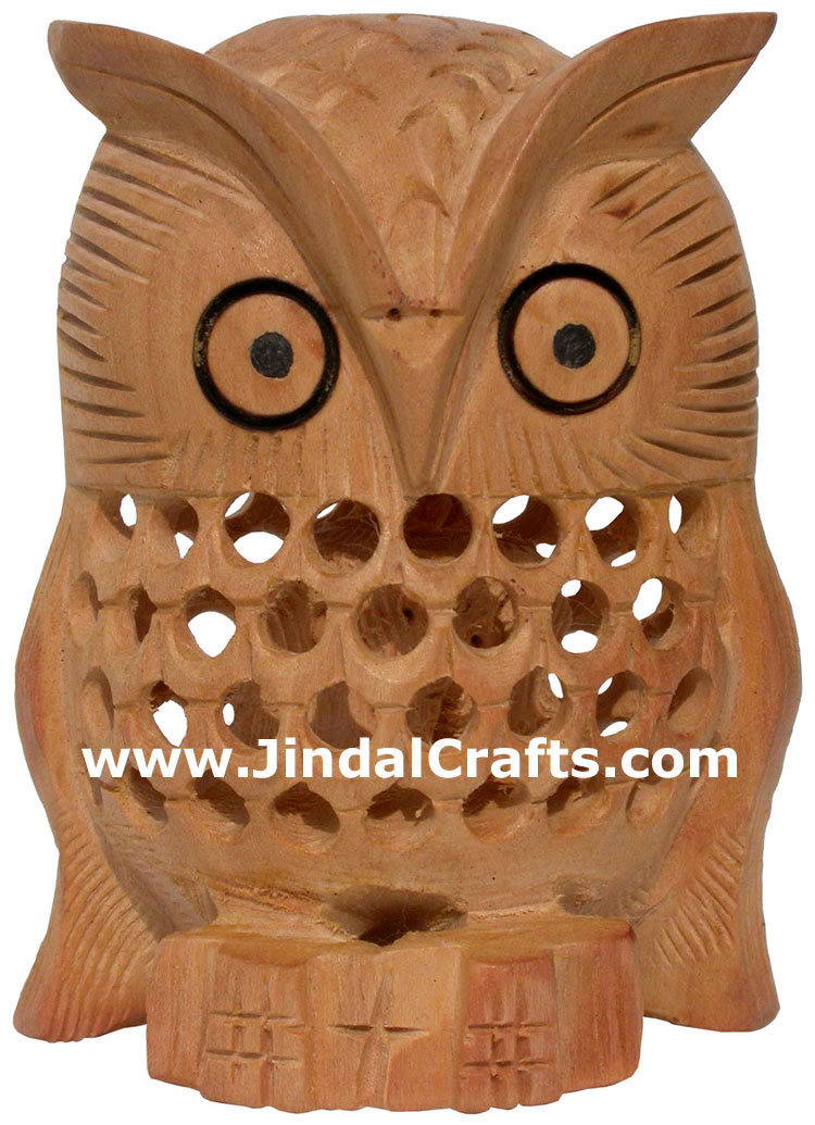 Kadam Wood Hand Carved Owl India Artifacts Arts