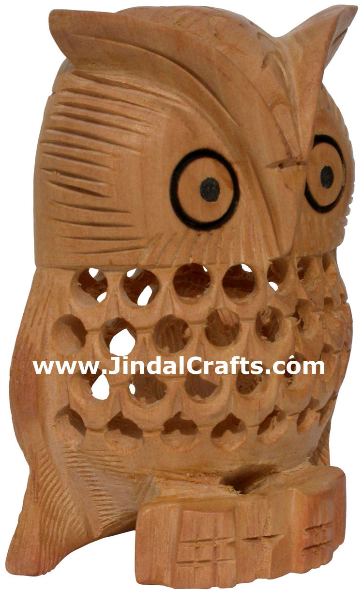 Kadam Wood Hand Carved Owl India Artifacts Arts