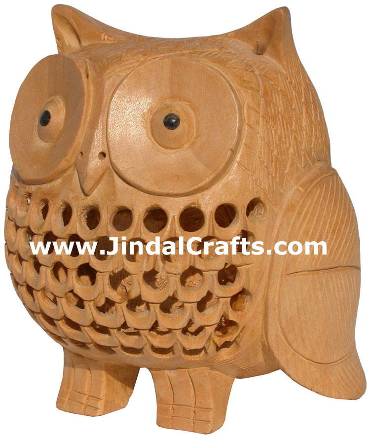 Kadam Wood Hand Carved Owl India Artifacts Arts
