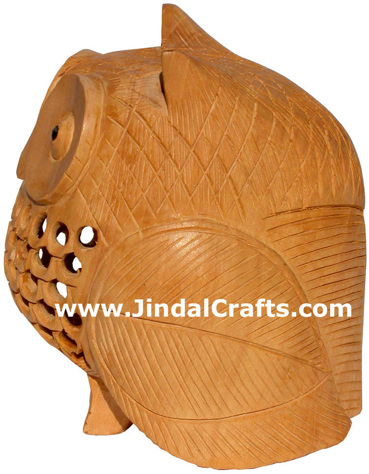 Kadam Wood Hand Carved Owl India Artifacts Arts