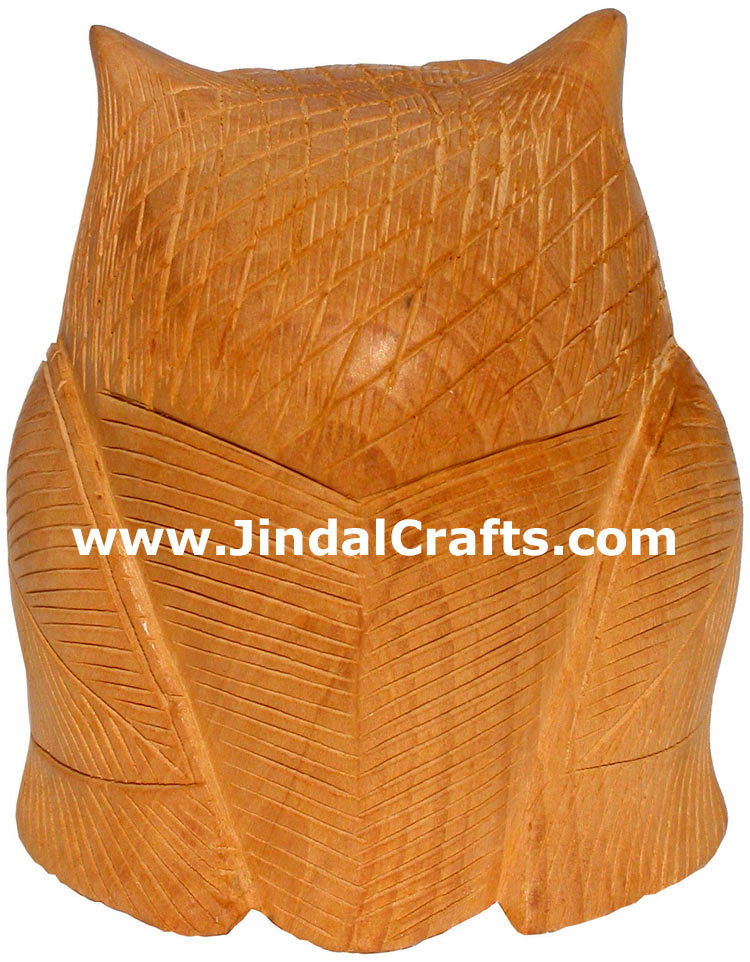 Kadam Wood Hand Carved Owl India Artifacts Arts