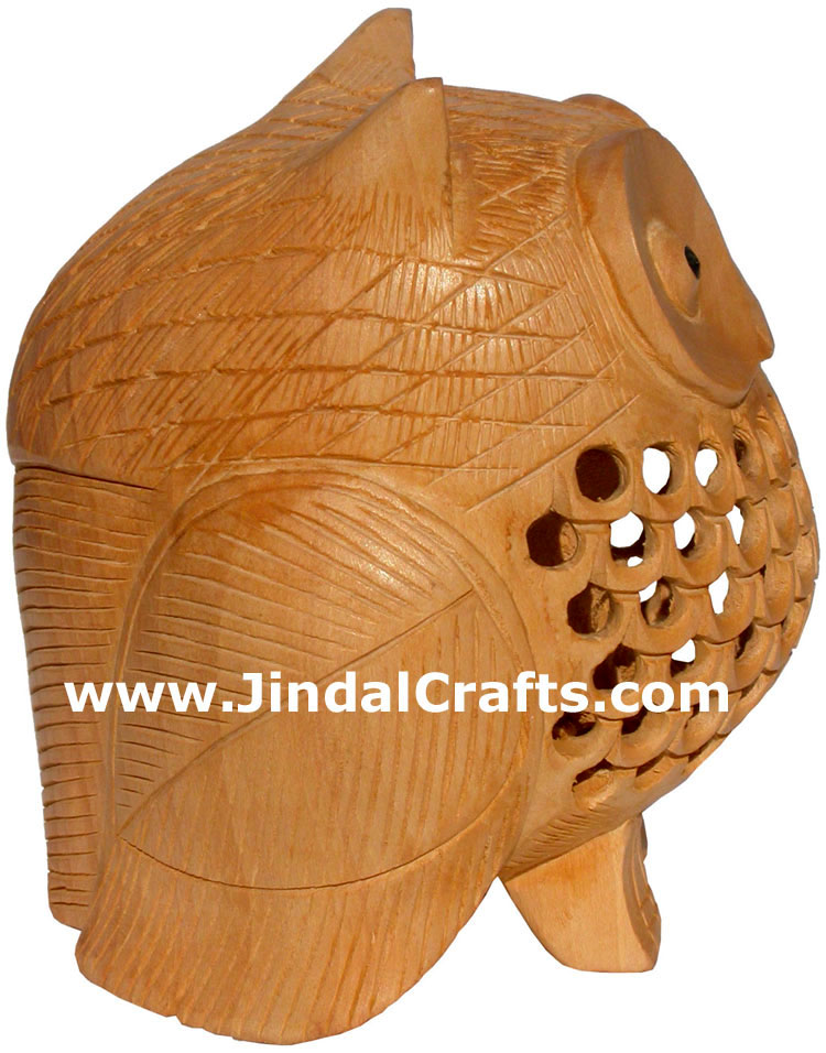 Kadam Wood Hand Carved Owl India Artifacts Arts