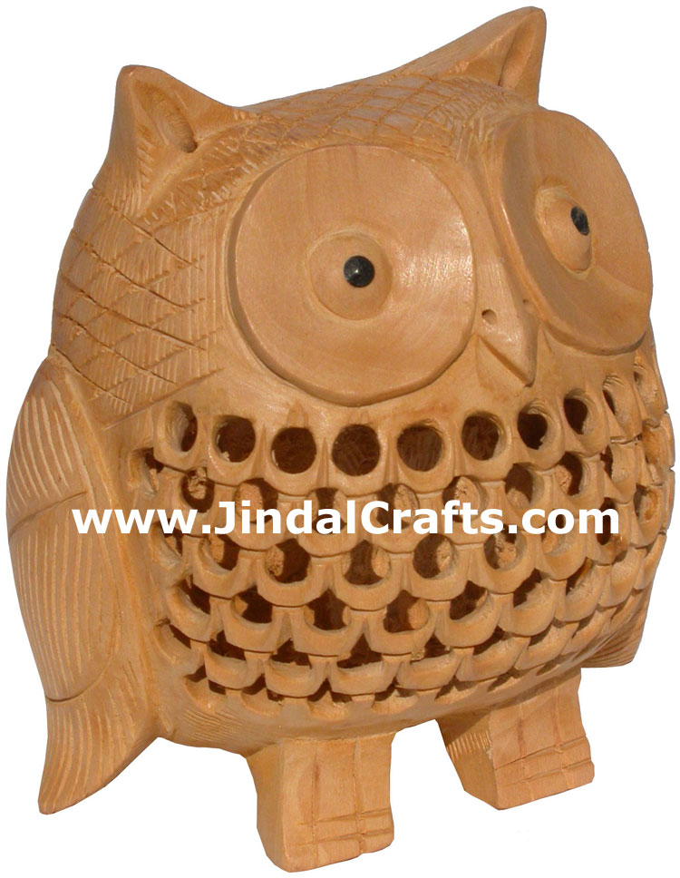Kadam Wood Hand Carved Owl India Artifacts Arts