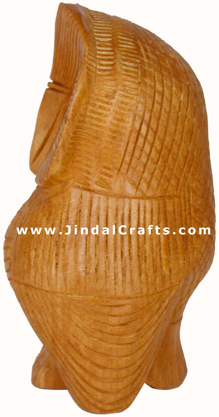 SET OF 5 OWLS HANDCARVED WOODEN BIRD FIGURES INDIA ART ENGRAVING Home Decor Arts