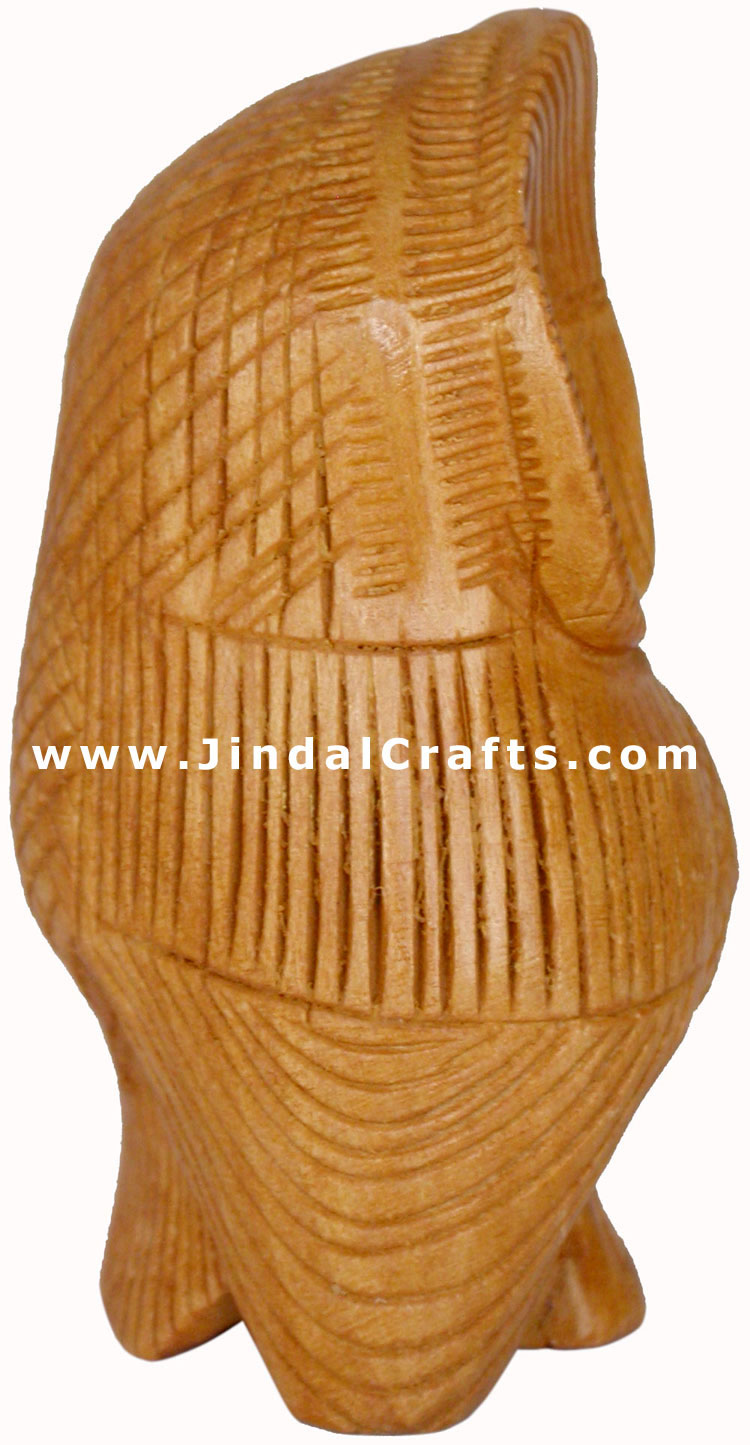 SET OF 5 OWLS HANDCARVED WOODEN BIRD FIGURES INDIA ART ENGRAVING Home Decor Arts